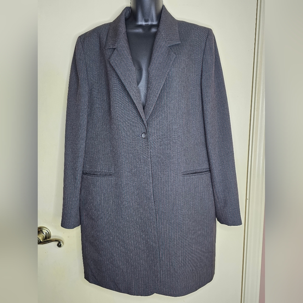 Myne Grey and Red Pinstripe Blazer Size 12